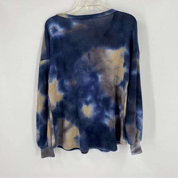 Bibi Women’s V Neck Tie Dye Long Sleeve Waffle Knit Shirt size S - Picture 4 of 4